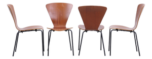 Mid-Century Teak Plywood Chairs, Set of 4