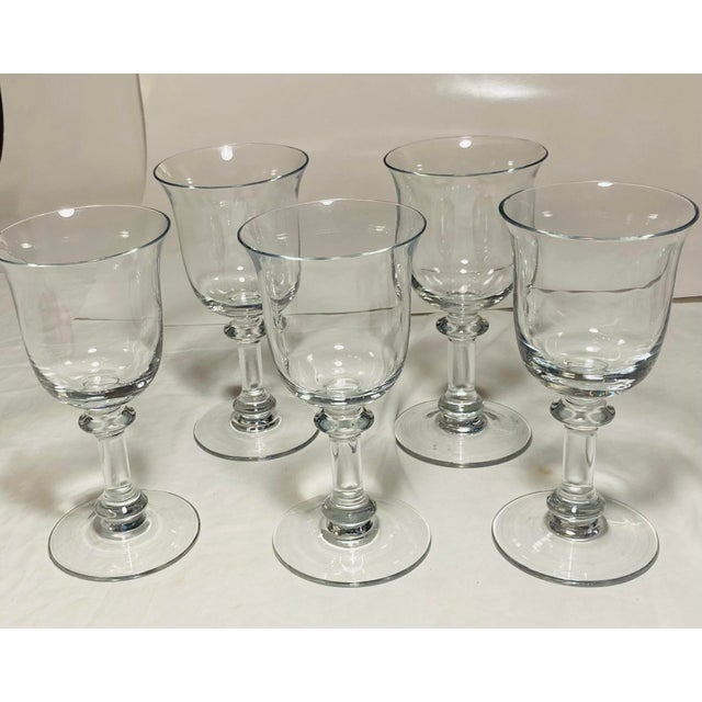 Set of Five Heavy Crystal Glass Goblets For Sale - Image 4 of 8