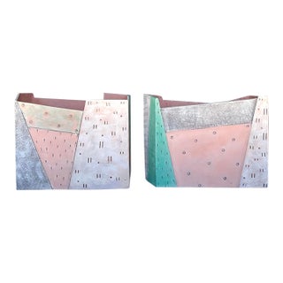 Vintage Post Modern Monumental Ceramic Vases - a Pair For Sale