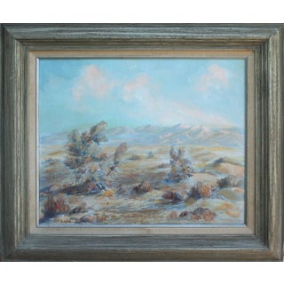 1950s Mid-Century Palm Springs Desert Landscape Painting by Dolores Martin, Framed For Sale