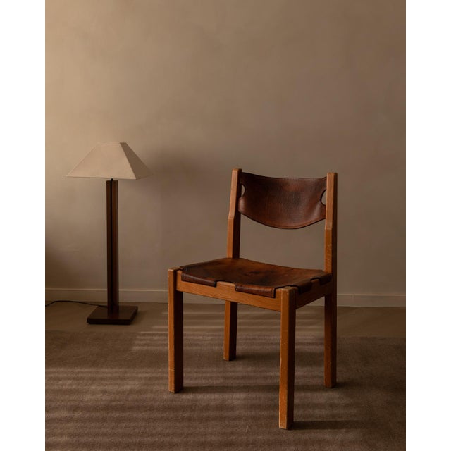 Vintage French Elm and Cognac Leather Chair from Maison Regain, 1970s For Sale - Image 16 of 16