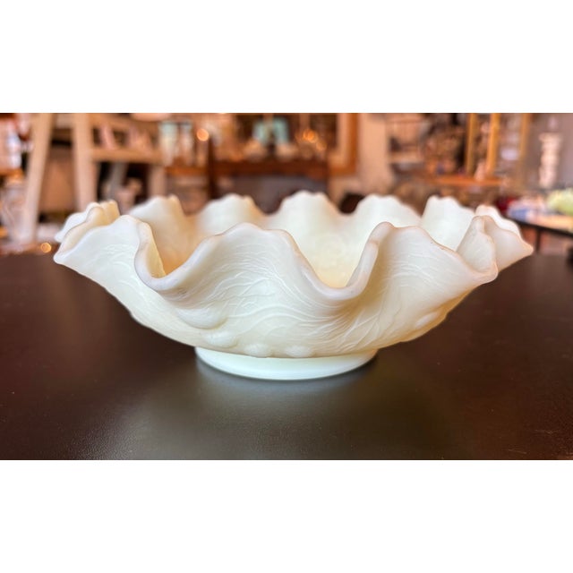 Fenton Art Glass Company Fenton Uranium Custard Persian Medallion Bowl For Sale - Image 4 of 12
