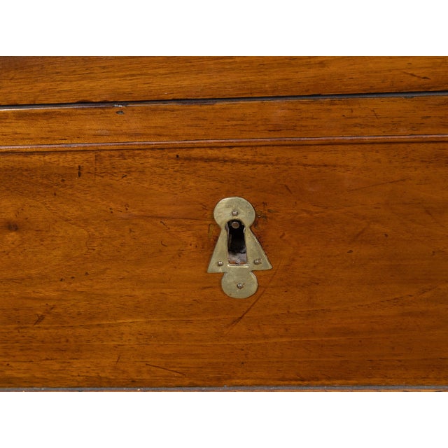 French Pair of French 19th Century Three-Drawer Walnut Commodes with White Marble Tops For Sale - Image 3 of 12