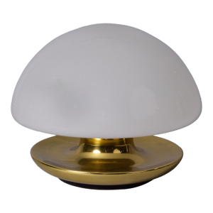 Italian Mid Century White Glass Globe Table Lamp on Brass Base