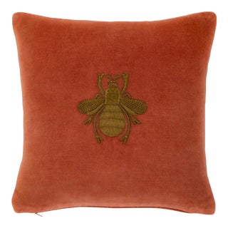 Chouchou Touch Orange Bee Silk Velvet Throw Pillow Cover For Sale