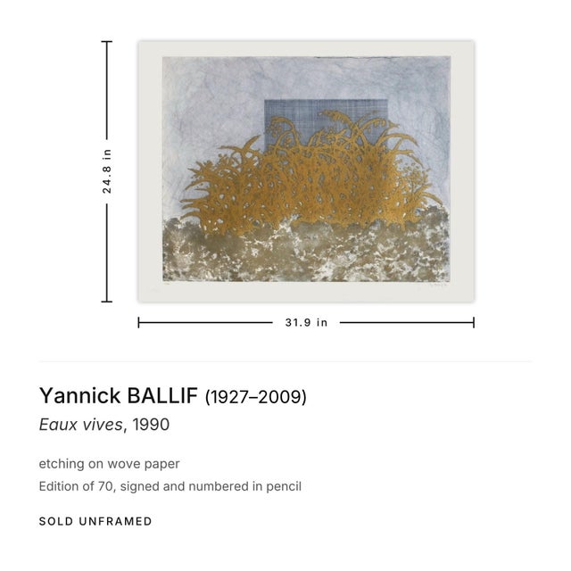 Figurative 1990 Yannick Ballif Eaux Vives Signed Etching For Sale - Image 3 of 3