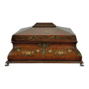 19th Century Painted Satinwood Dresser Box