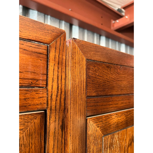 Vintage Henredon Scene One 1 Tall Cabinets in Campaign Style a Pair, Attributed For Sale In New York - Image 6 of 7