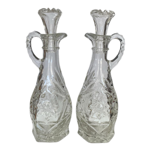 Vintage Crystal Oil and Vinegar Set- 2 Pieces
