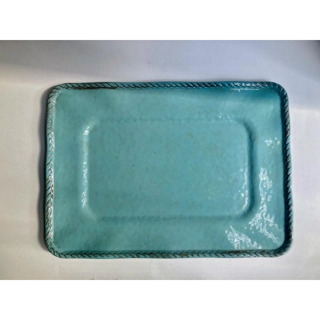 Vintage Tiffany Blue Rope Edge Melamine Serving Tray For Sale - Image 9 of 10