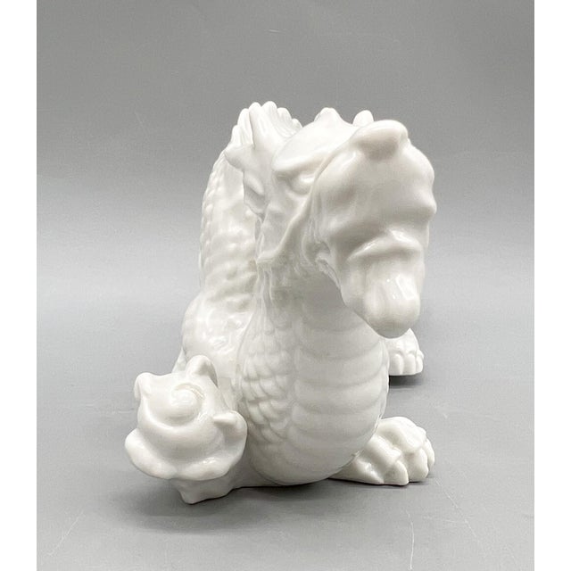 Ceramic 1960s Blanc De Chine Style White Porcelain Dragon Figurine — Chinoiserie / Hollywood Regency For Sale - Image 7 of 12