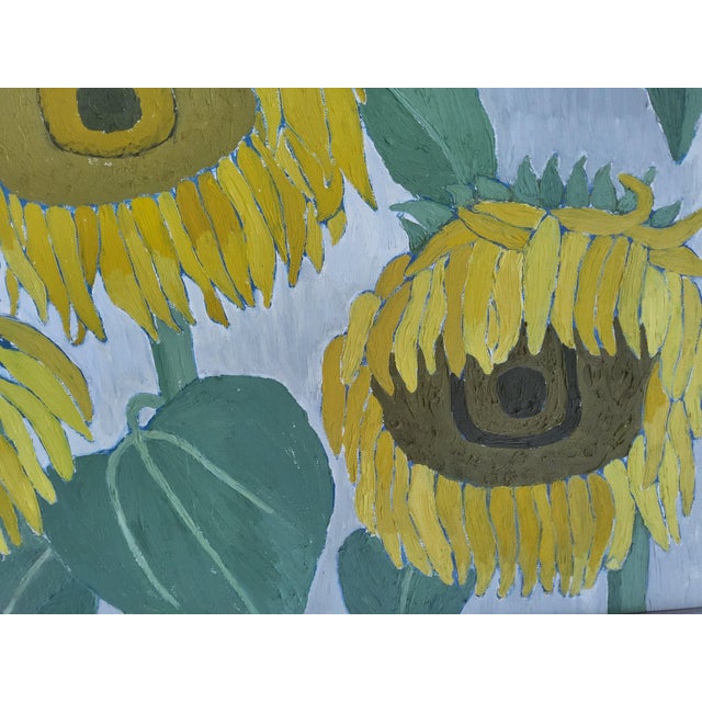 1960s Swedish Mid Century Modern Oil Painting of Sunflowers by Brita Streijffert For Sale - Image 9 of 18