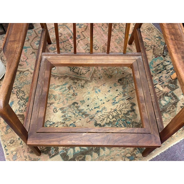Brown Mid Century Danish Style Walnut High Back Lounge Chair For Sale - Image 8 of 10