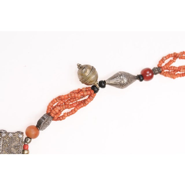 Metal Antique Coral & Metal Beaded Necklace For Sale - Image 7 of 14
