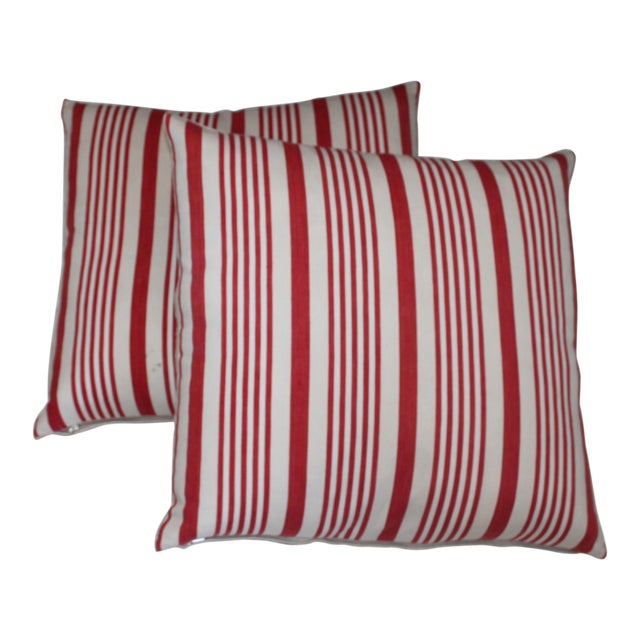 Vintage Red And White Stripe Ticking Pillow Chairish