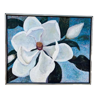 Norma Wood Oil Painting, Magnolia Still-Life For Sale