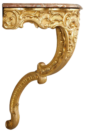 Louis XV Corner Console in Gilded Wood & Breche Marble Top, 1850s