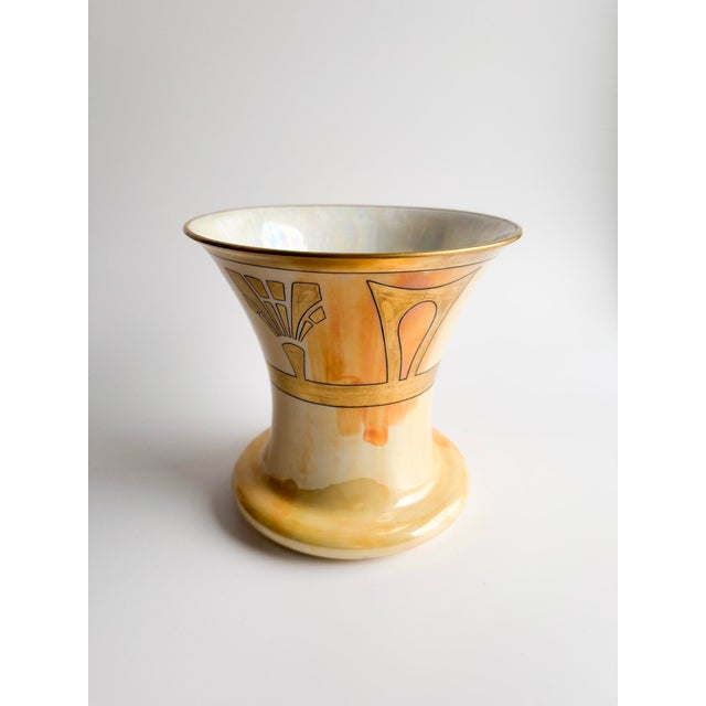 Ceramic Vintage Art Nouveau Porcelain Vase – Jugendstil Style, Iridescent Glaze, Bavaria (Signed) For Sale - Image 7 of 8