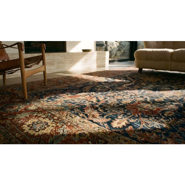 Excellent and Vibrant Navy Ground Color With Traditional Heriz Serapi Style Persian Rug For Sale - Image 11 of 11