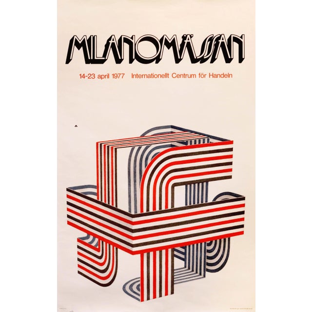 1977 Swedish Exhibition Poster, Milanomässan, Internationellt Centrum För Handeln For Sale
