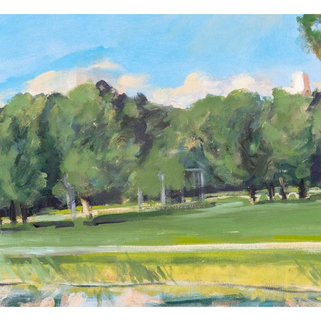 Contemporary Lakeside Landscape Oil on Canvas For Sale - Image 4 of 10