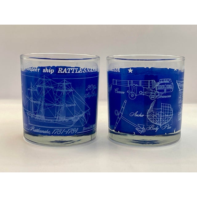 Mid-Century Modern Mid 20th Century Libbey Sailing Ship Lowball Glasses- A Pair For Sale - Image 3 of 6