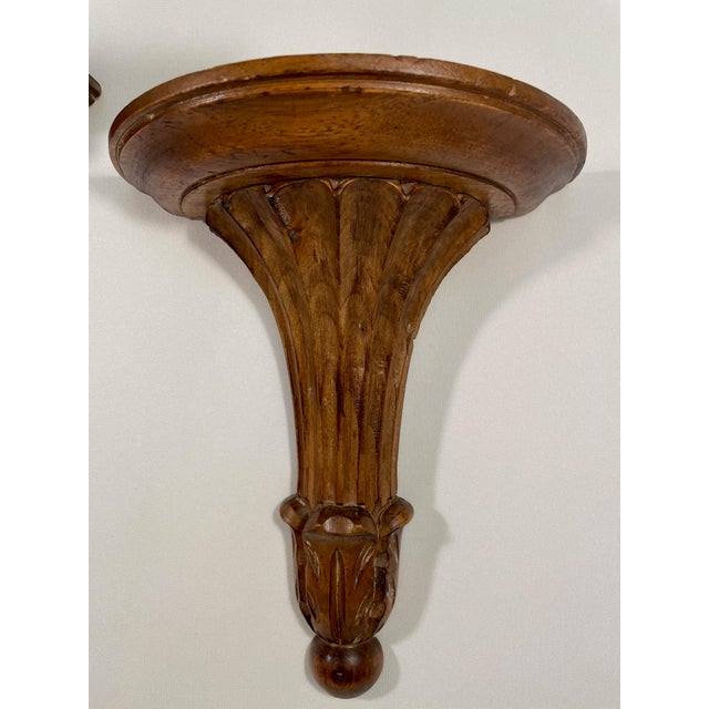 1950s Vintage Italian Wooden Wall Shelf Brackets - A Pair For Sale - Image 6 of 12