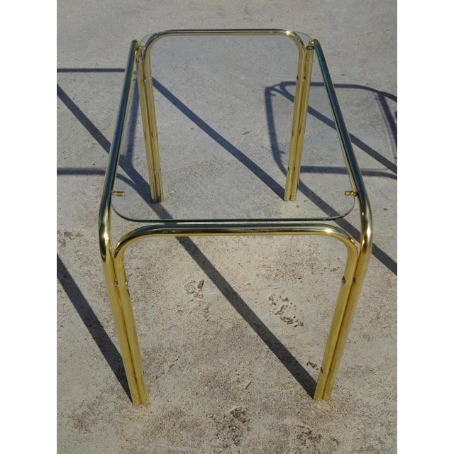 Gold Nesting Tables in Gilt Metal and Tempered Glass, 1990s, Set of 3 For Sale - Image 8 of 16