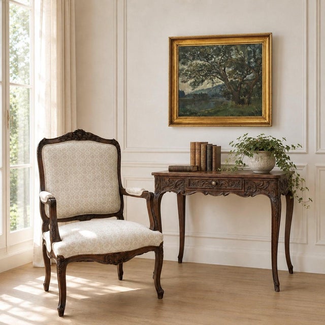 18th Century Liégeois Louis XV Hand Carved Oak End Table was beautifully crafted in solid oak with a single drawer, shaped...