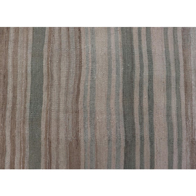 Vintage Turkish Kilim With Soft Vertical Stripes in Sage, Ivory, and Faded Tan For Sale - Image 9 of 11