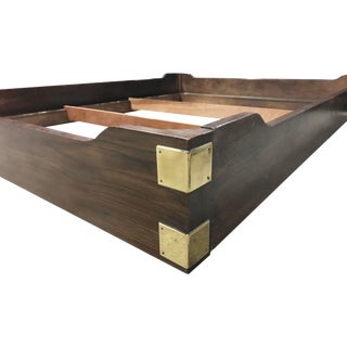 Vintage Henredon Campaign Style Platform Queen Size Bedframe For Sale