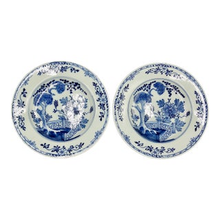 18th-Century Delftware Plates With Maker's Mark, a Pair For Sale