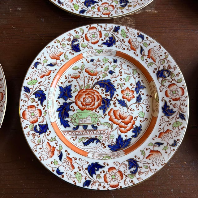Set of 12 Vintage Imari Chinoiserie Luncheon Plates, Burleigh Ware, England, 9" For Sale - Image 17 of 18