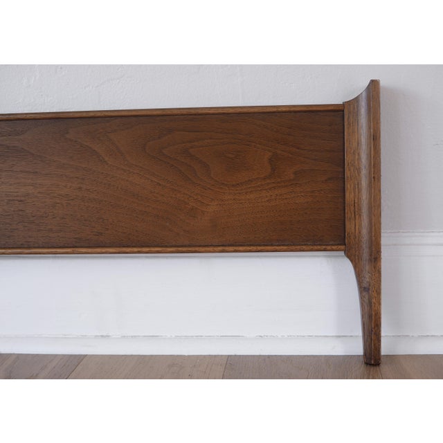 Brown Mid Century Broyhill Brasilia Walnut Headboard & Footboard Queen Size For Sale - Image 8 of 9