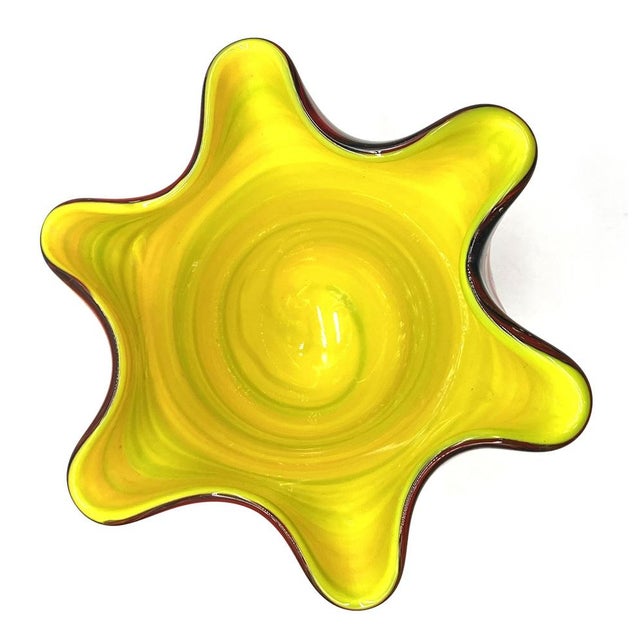 Blue Neon-Colored Murano Fazzoletto Swirl Vase from Venini For Sale - Image 8 of 16