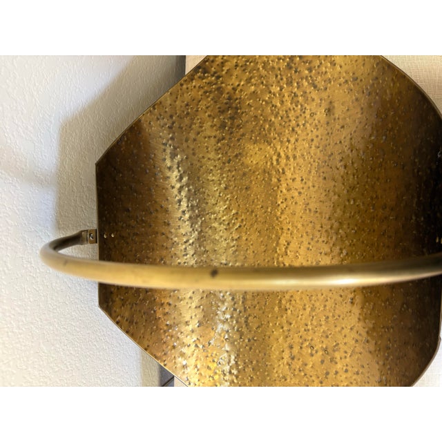 Vintage Mid-Century Hammered Solid Brass Fireplace Log Holder – Large 25.5” Hearth Basket For Sale - Image 11 of 12
