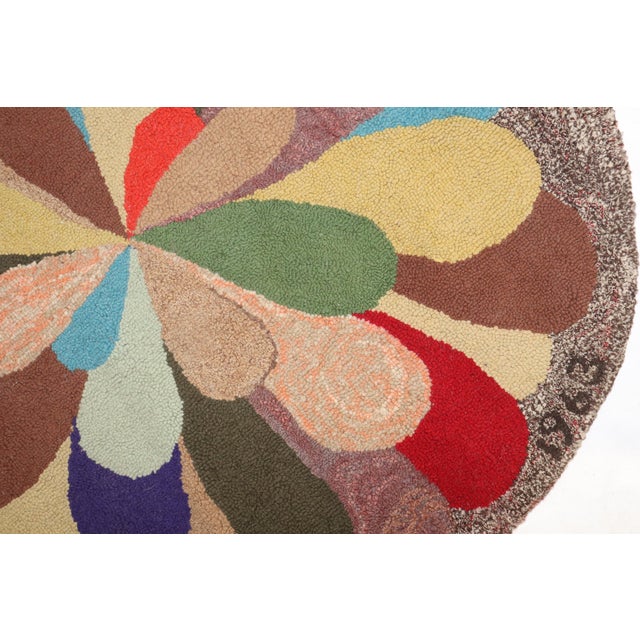 Round American Hooked Rug Dated 1963 For Sale - Image 18 of 18