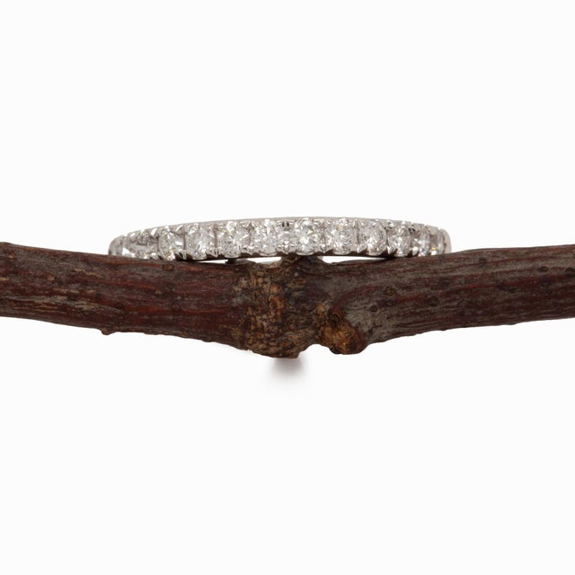 Earth Mined Diamonds Stackable Band Ring: Solid 14k White Gold For Sale - Image 4 of 8