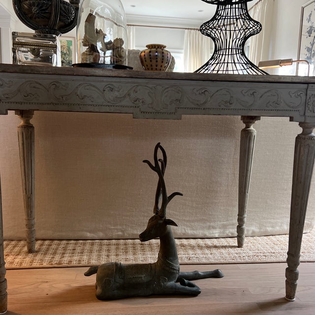 Vintage Patinated Brass Recumbent Deer Statue For Sale - Image 9 of 9