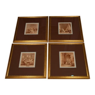 1920s Framed French Vintage Rococo-Style Heliogravure Prints - Set of Four For Sale