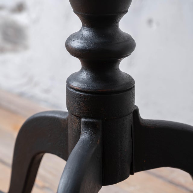 New England Queen Anne Cherry Candle Stand in Black, c.1760 For Sale - Image 10 of 16