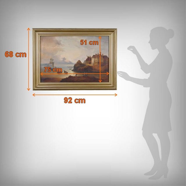 French School Artist, Light on the Port, 19th Century, Oil on Canvas For Sale - Image 11 of 12