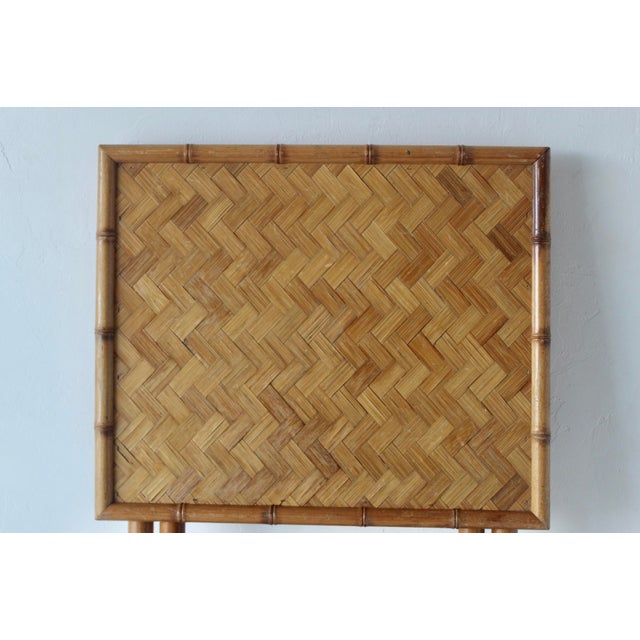 Vintage French Style Handcrafted Rectangle Bamboo Serving Folding Table Center Table X-Base Mid-Century For Sale - Image 14 of 14