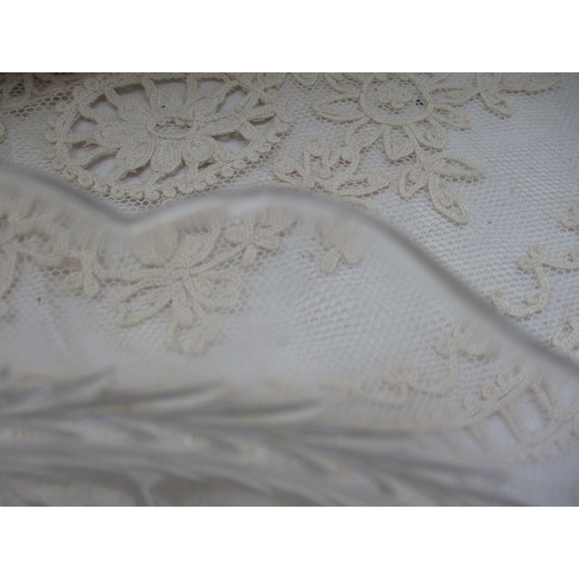 Antique 1900s Gold Ornate Metal Frame and Crystal Bowl Star Bust Pattern Brides Basket For Sale - Image 9 of 9