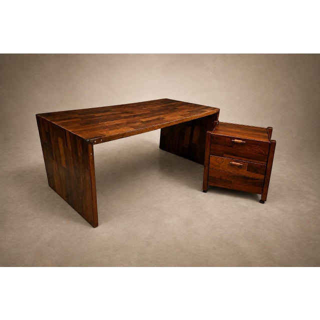 Jorge Zalszupin Jorge Zalszupin Foldable Patchwork Rosewood Desk & File Cabinet by L’Atelier, 1960s For Sale - Image 4 of 18