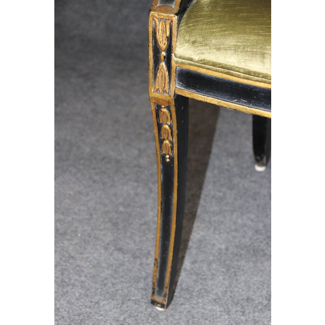 19th C. Set of 8 Italian Neoclassical Ebonized Gilt Dining Room Chairs For Sale - Image 10 of 11