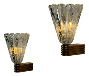 Bullicante Murano Glass Wall Lights attributed to Ercole Barovier, 1940s, Set of 2