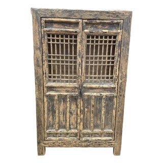 Tall Solid Wood Chinese Armoire For Sale