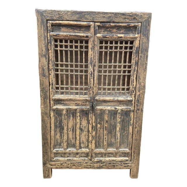 Tall Solid Wood Chinese Armoire For Sale