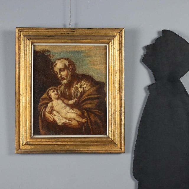 Oil on canvas. 17th-century Italian school. A traditional subject of popular devotion, Saint Joseph, the foster father of...